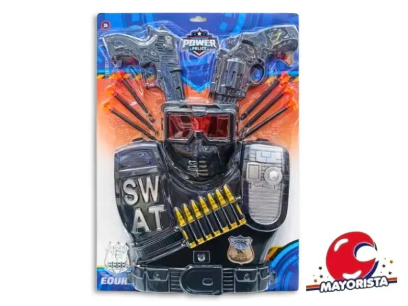 SET POLICIA 2 PISTOLAS/CHAQUECO/ANTEOJOS BLISTER 53X39 (53385) KADA