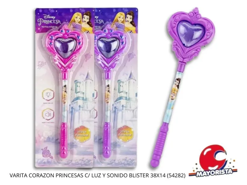 [7453077203677] VARITA CORAZON PRINCESAS CON LUZ Y SONIDO BLISTER 38X14 (54282) KADA