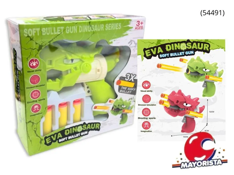 PISTOLA LANZA DARDOS DINOSAURIO CAJA 17X16 (54491) KADA