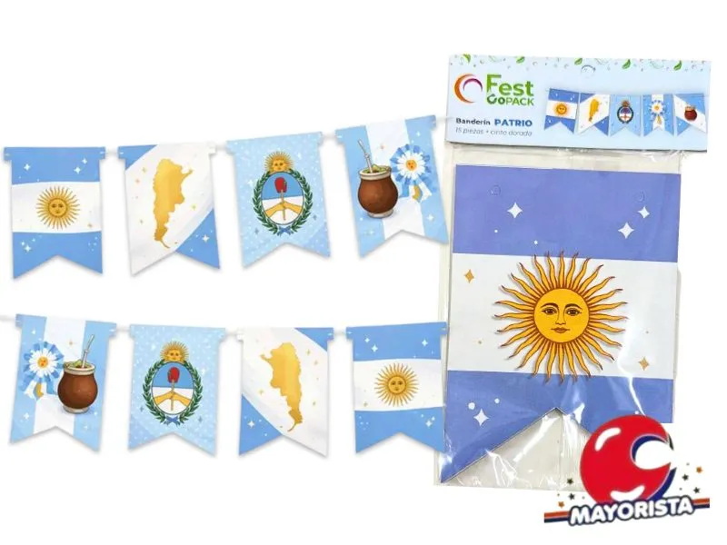 [7798422857045] BANDERIN BANDERA ARGENTINA 15 PZAS (91104) OTERO