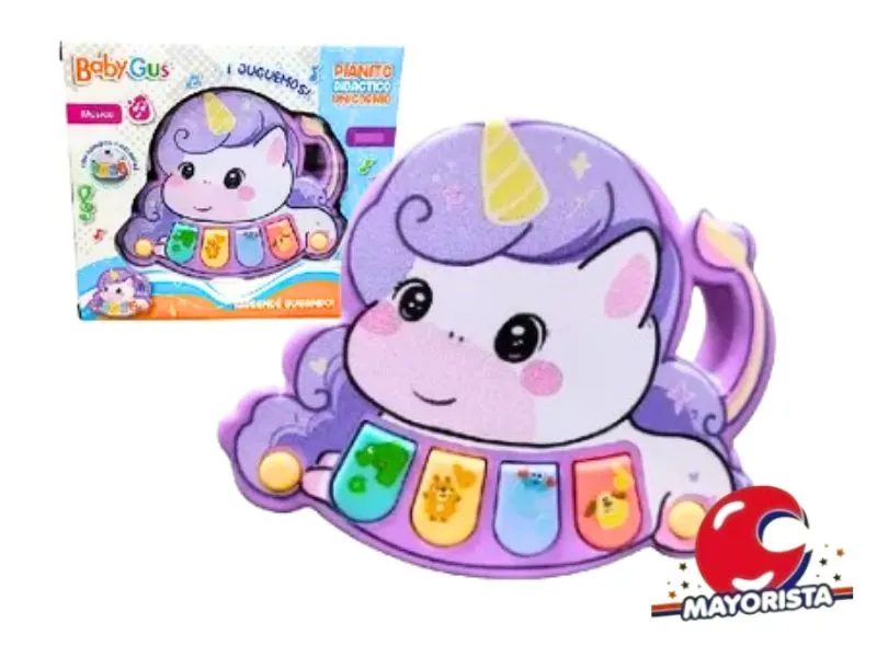 [7453105017061] PIANO INTERACTIVO UNICORNIO C/LUZ Y SONIDO BABYGUS CAJA 15X13 (56992) KADA