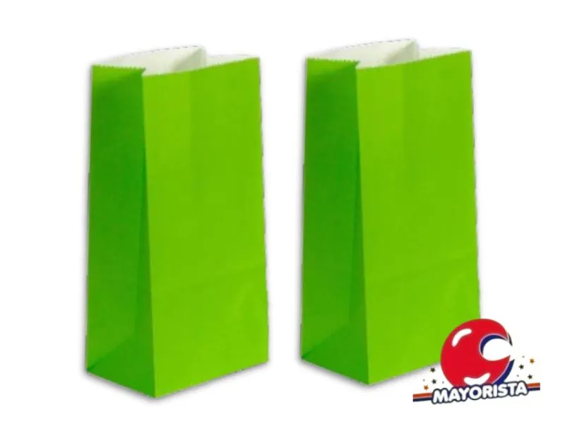[1352] BOLSITA PAPEL X 10 VERDE MANZANA LISA 15X25X8 (EVACOR)