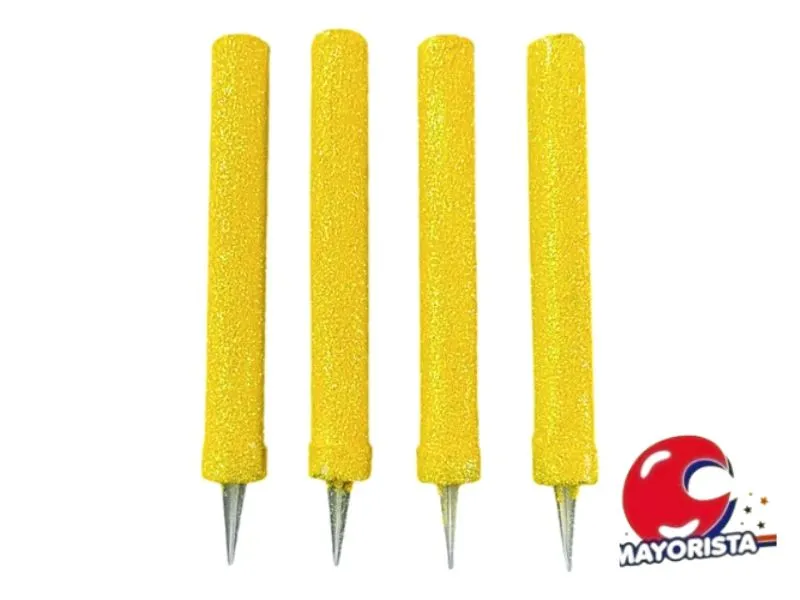 VELA BENGALA C/GIBRE AMARILLO X 4 (X1) VELAS MULTICOLOR