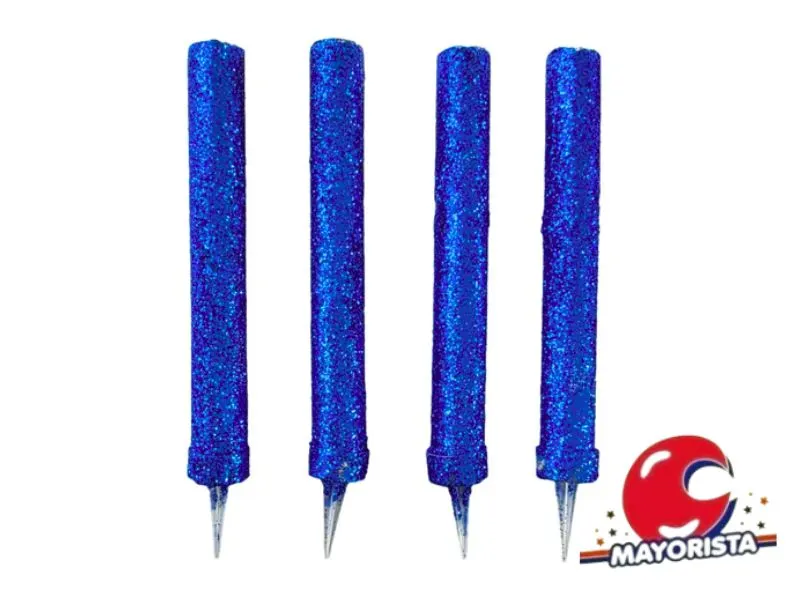 VELA BENGALA C/GIBRE AZUL X 4 (X1) VELAS MULTICOLOR
