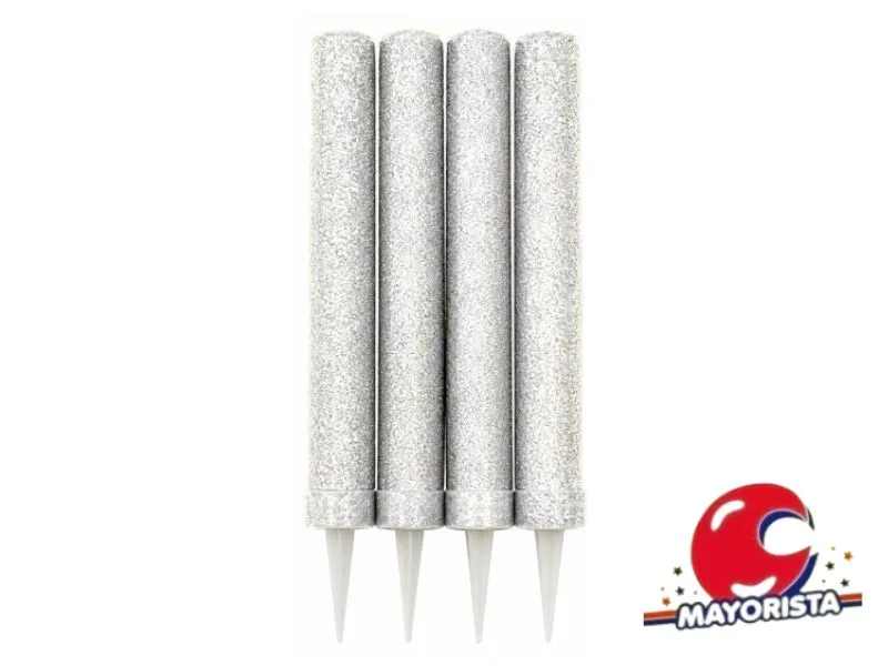 VELA BENGALA C/GIBRE BLANCA X 4 (X1) VELAS MULTICOLOR