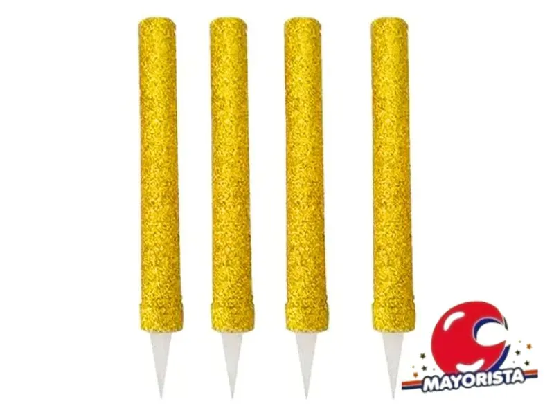 VELA BENGALA C/GIBRE DORADA X 4 (X1) VELAS MULTICOLOR