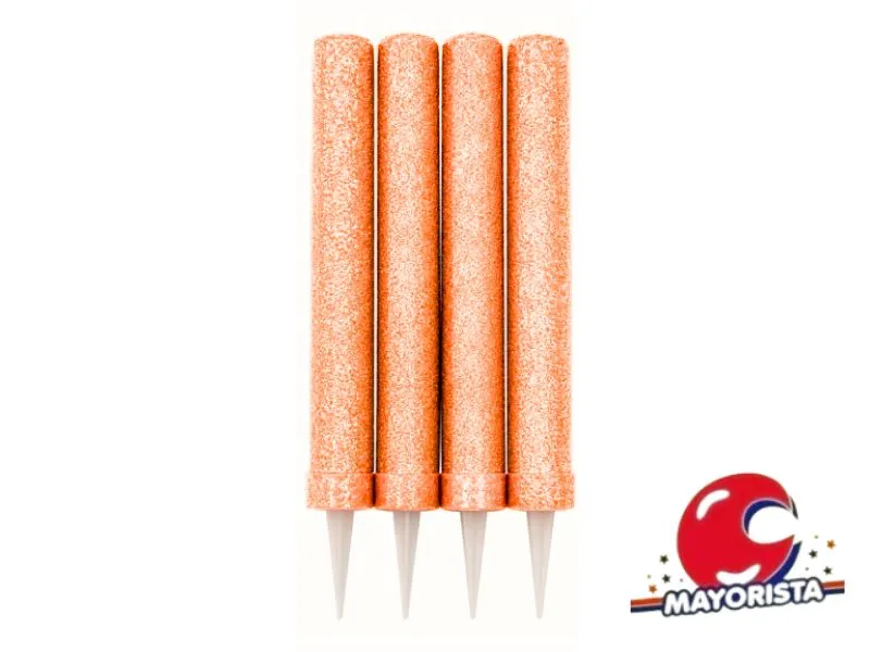 VELA BENGALA C/GIBRE NARANJA X 4 (X1) VELAS MULTICOLOR