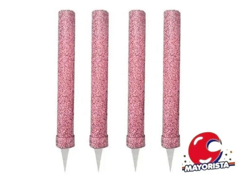 VELA BENGALA C/GIBRE ROSA GOLD X 4 (X1) VELAS MULTICOLOR