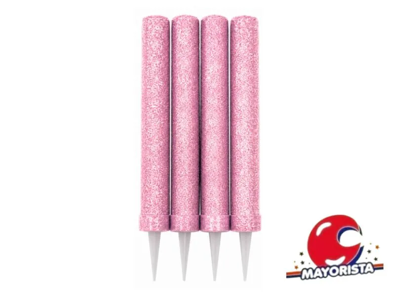VELA BENGALA C/GIBRE ROSA PASTEL X 4 (X1) VELAS MULTICOLOR