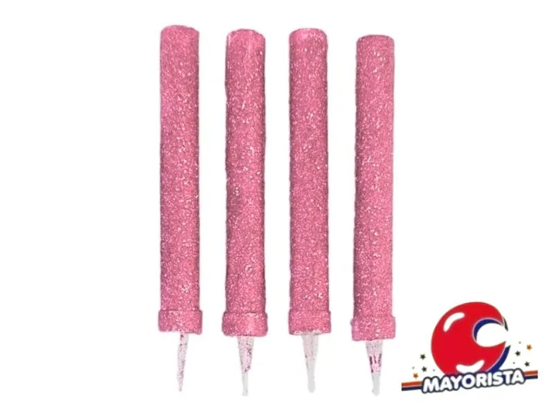 VELA BENGALA C/GIBRE ROSA X 4 (X1) VELAS MULTICOLOR