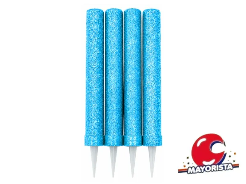 VELA BENGALA C/GIBRE TURQUESA X 4 (X1) VELAS MULTICOLOR