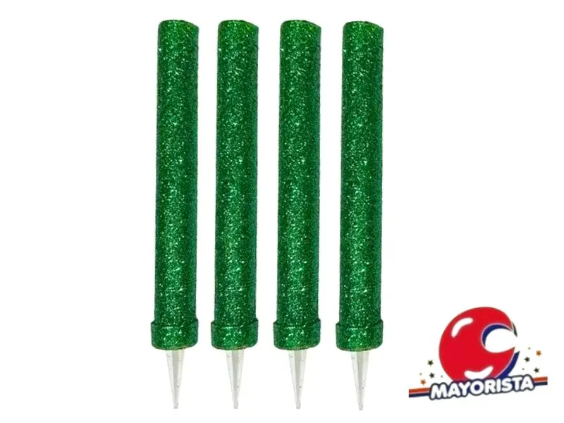 VELA BENGALA C/GIBRE VERDE OSCURO X 4 (X1) VELAS MULTICOLOR