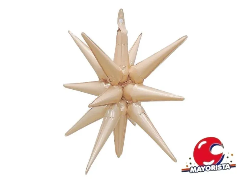 GLOBO MYLAR ESTRELLA 14 PUNTAS 3D MARFIL 55CM (Y1385-1309) CHG