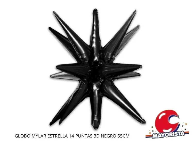 GLOBO MYLAR ESTRELLA 14 PUNTAS 3D NEGRO 55CM (Y1385-1309) CHG