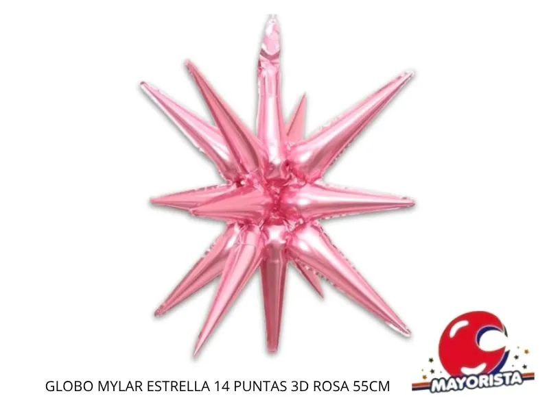 GLOBO MYLAR ESTRELLA 14 PUNTAS 3D ROSA 55CM (Y1385-1309) CHG