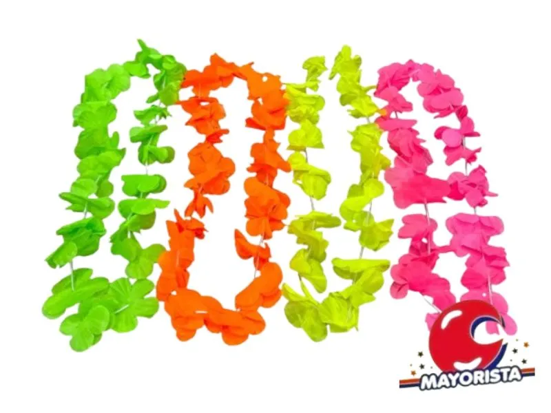 COLLAR HAWAIANO FLUO FLORES DE TELA (YJ0417) YJ IMPORT