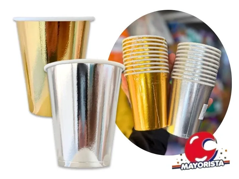 VASOS METALIZADOS X 10 PLATA/DORADO (Y1582-CR2002A) CHG