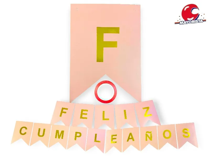 BANDERIN CARTON FELIZ CUMPLEANOS ROSA (GB828-083) CHG