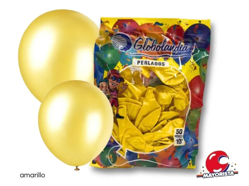 GLOBOS 10 X 50 PERLADO AMARILLO - GLOBOLANDIA