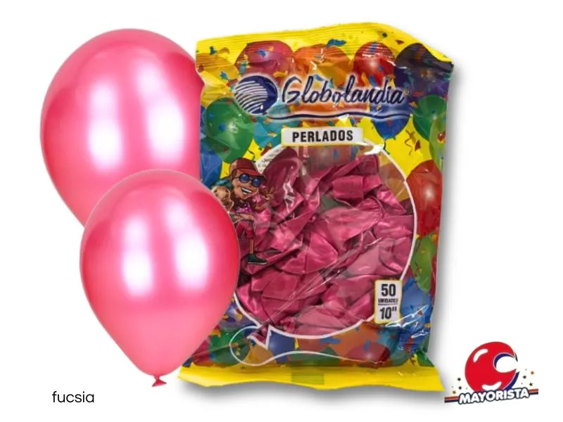 GLOBOS 10 X 50 PERLADO FUCSIA - GLOBOLANDIA