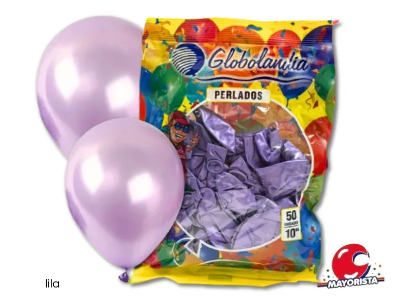 GLOBOS 10 X 50 PERLADO LILA - GLOBOLANDIA