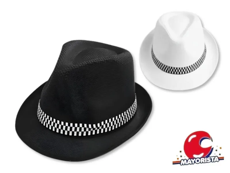 SOMBRERO GUAPO TANGUERO TELA BLANCO Y NEGRO (YJ0635) YJ IMPORT