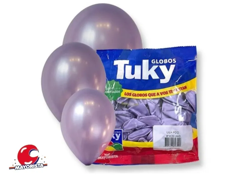 GLOBOS 9 X 25 PERLADO LILA - TUKY