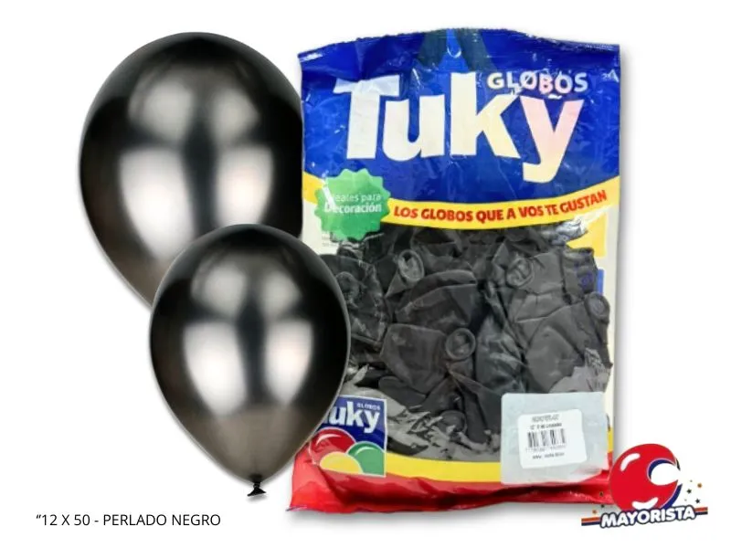 GLOBOS 9 X 25 PERLADO NEGRO - TUKY