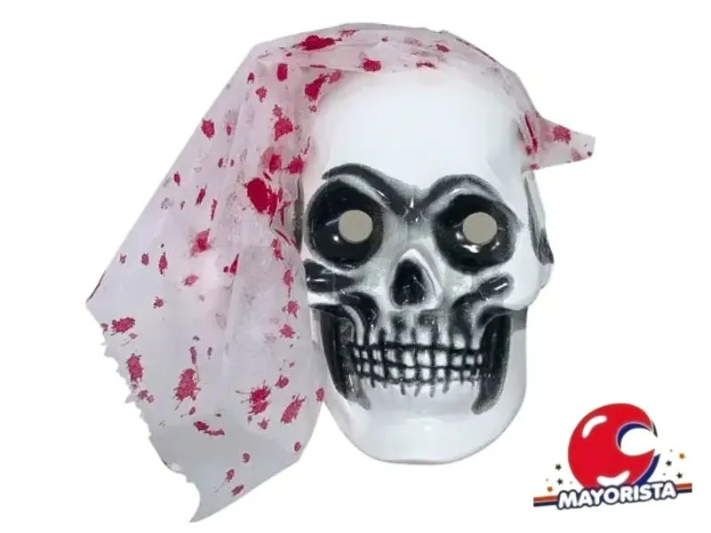 CARETA PLASTICA CALAVERA CON VELO SANGRE (3321VS) TRIGGER PACK