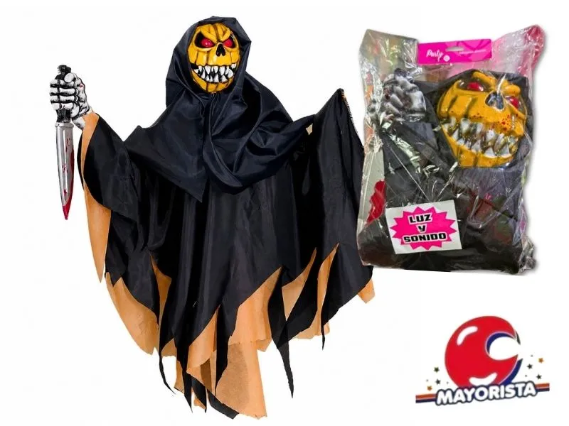 MUNECO COLGANTE CALABAZA C/LUZ Y SONIDO 1 MT X 80 CM (9008LT) TRIGGER PACK