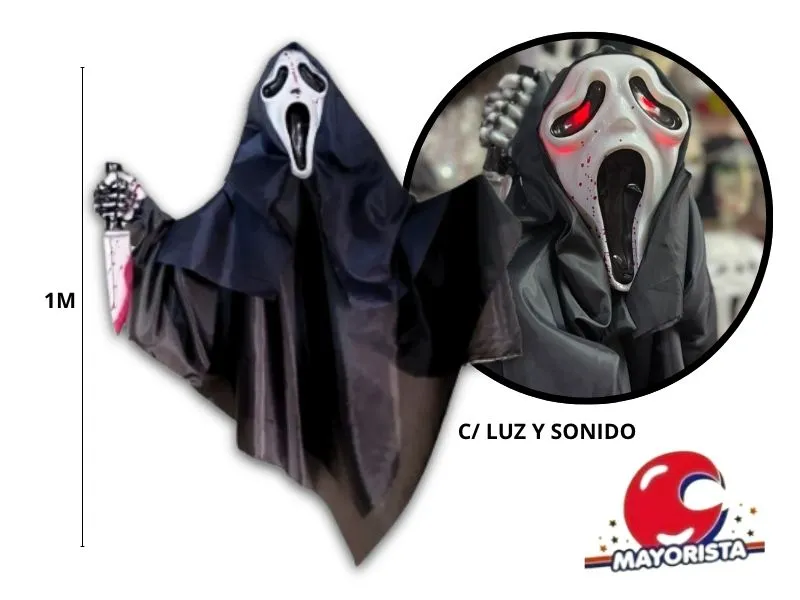MUNECO COLGANTE SCREAM CON LUZ Y SONIDO 1 MT X 70 CM (9007LT) TRIGGER PACK