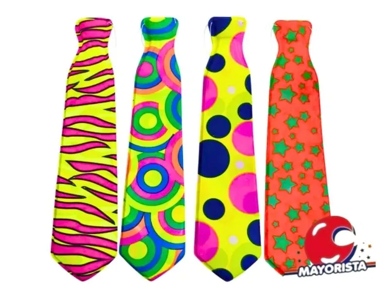 CORBATA PLASTICA 53 CM ESTAMPADA FLUO (6005) TRIGGER PACK