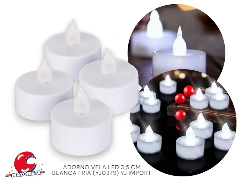 [8034107002652] ADORNO VELA LED 3,5 CM BLANCA FRIA (YJ0379) YJ IMPORT