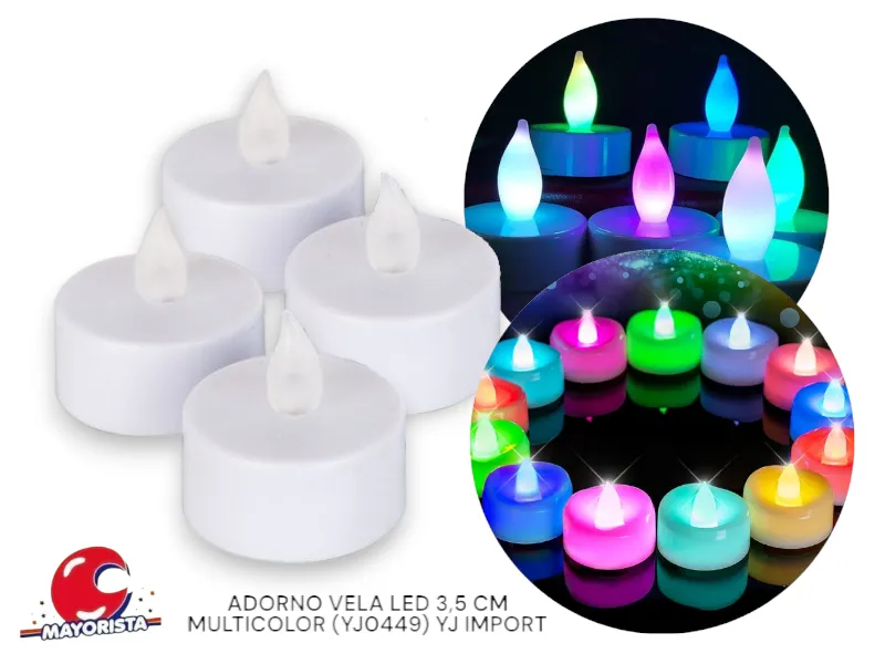 [8034107003161] ADORNO VELA LED 3,5 CM MULTICOLOR (YJ0449) YJ IMPORT