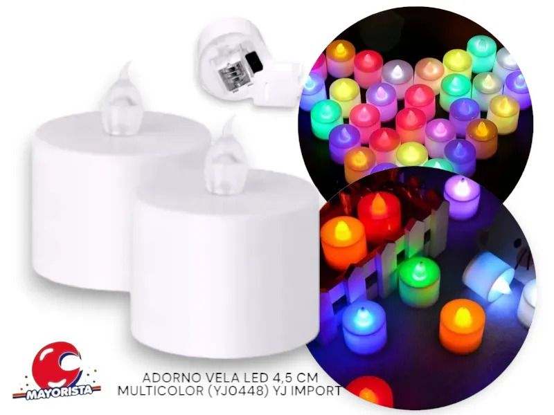 [8034107003154] ADORNO VELA LED 4,5 CM MULTICOLOR (YJ0448) YJ IMPORT