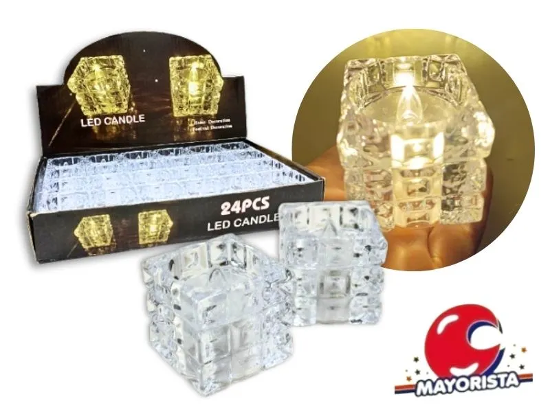 [8511] ADORNO VELA LED CUBO BLANCA 4CM (ZLE-LPV-45-01 BL) ERIK