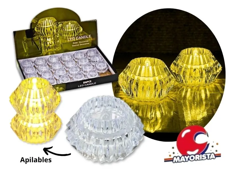 [9332] ADORNO VELA LED DIAMANTE CALIDA (ZLE-LPV-44-01 CA) ERIK