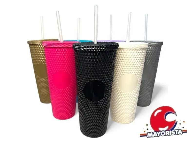 VASO GLAM DIAMANTE 1000 CC TAPA ROSCA Y SORBETE - MAR PLAST