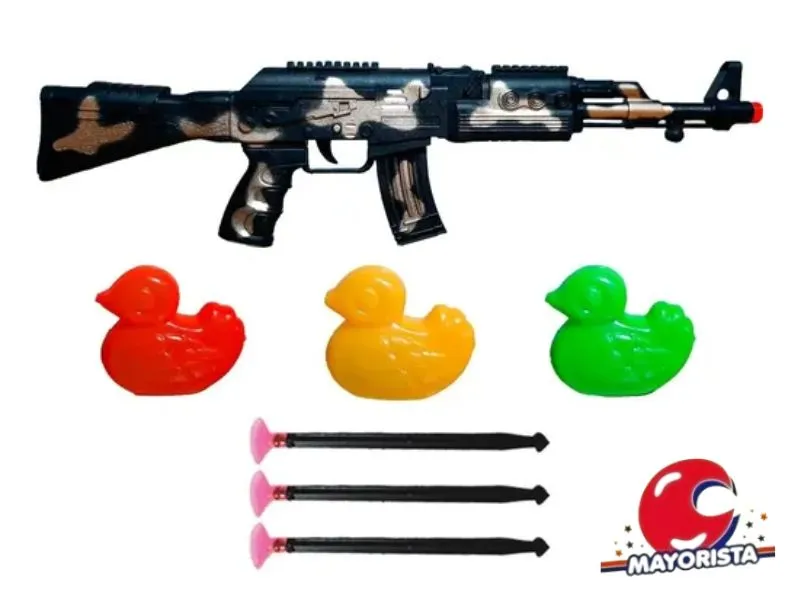 [7453077205114] AMETRALLADORA LANZA DARDOS C/PATITOS BLISTER 50X17 (52783) KADA