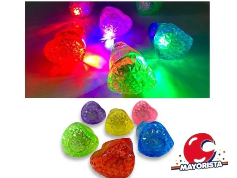 [3628] ANILLO X 1 C/LUZ SILICONA CORAZON (YJ0583) YJ IMPORT
