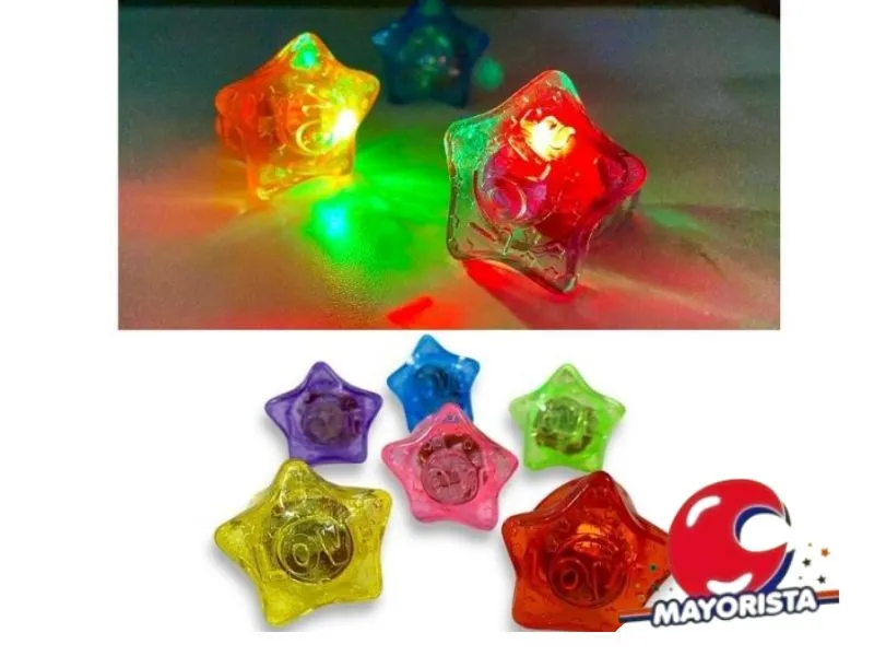 [3519] ANILLO X 1 C/LUZ SILICONA ESTRELLA (YJ0331) YJ IMPORT