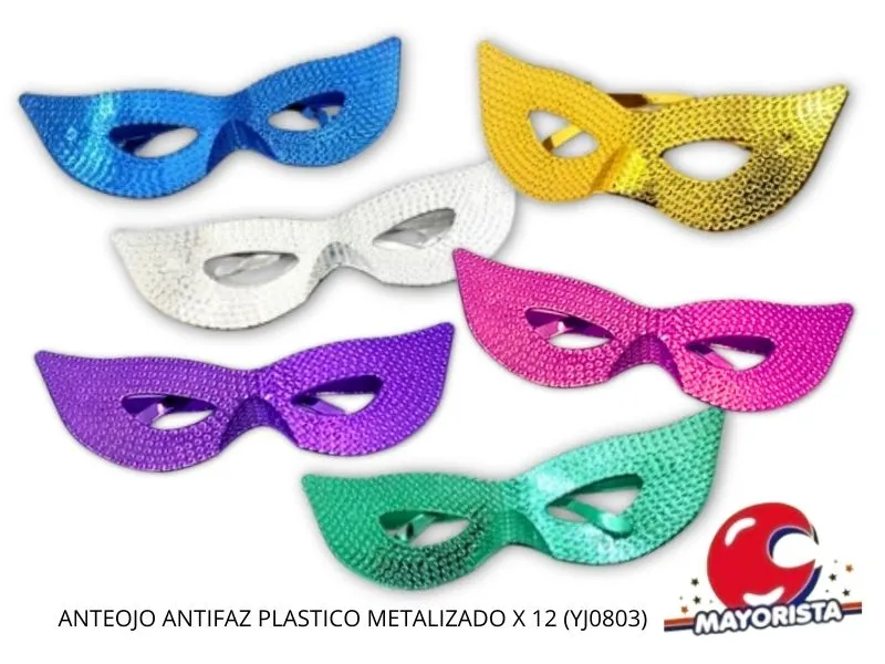 [8034107006766] ANTEOJO ANTIFAZ PLASTICO METALIZADO X 12 (YJ0803) YJ IMPORT