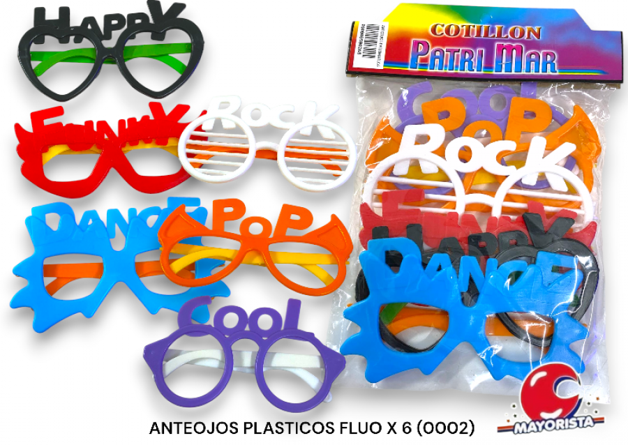 [000000500268] ANTEOJOS PLASTICOS FLUO X 6 (0002) PATRIMAR