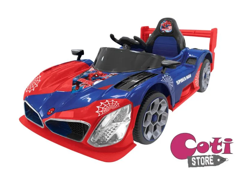 [47450077128120] AUTO DEPORTIVO GT SPIDERMAN A BATERIA CON LUZ SONIDO Y C/REMOTO 12V (57134) KADA