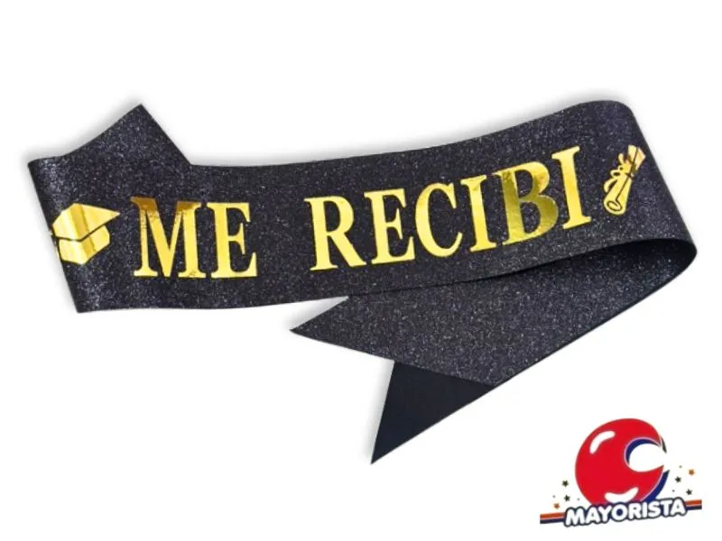 [8502] BANDA GLITTER NEGRO ME RECIBI 160CM (Y1385-10695) CHG