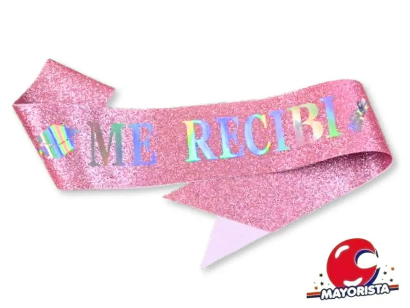 [9420] BANDA GLITTER ROSA ME RECIBI 160CM (Y1385-10695) CHG