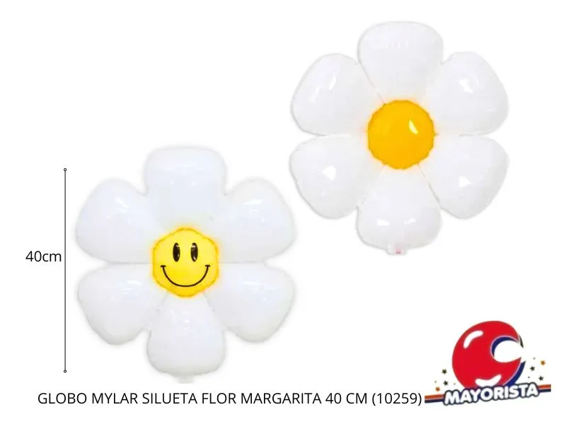 GLOBO MYLAR SILUETA FLOR MARGARITA CARITA 40 CM (YMAG1) CHG