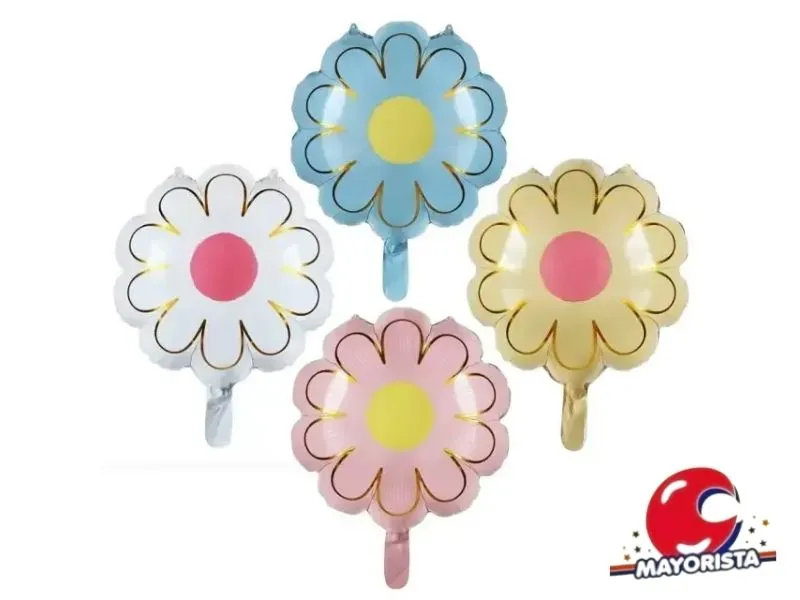 GLOBO MYLAR SILUETA MARGARITA PASTEL DETALLES DORADOS 45 CM (G106) CHG