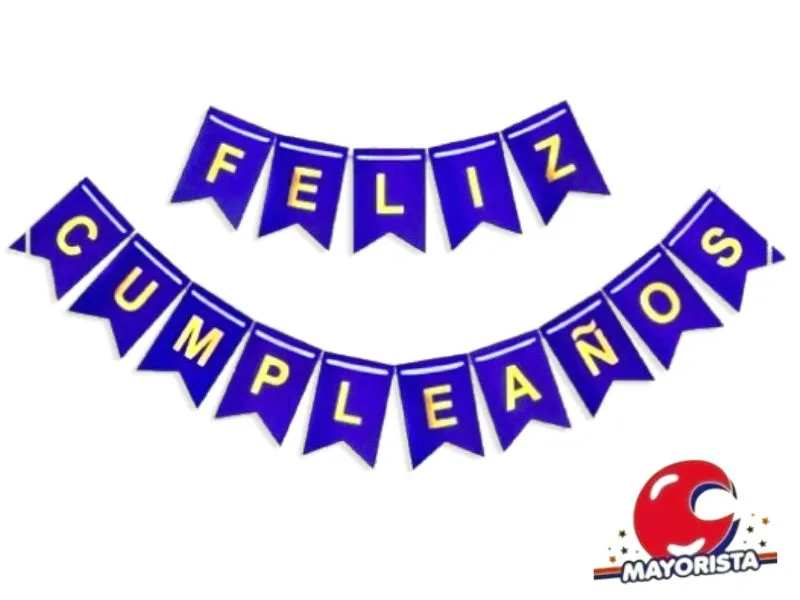 [7637] BANDERIN CARTON FELIZ CUMPLEANOS AZUL (GB828-083) CHG