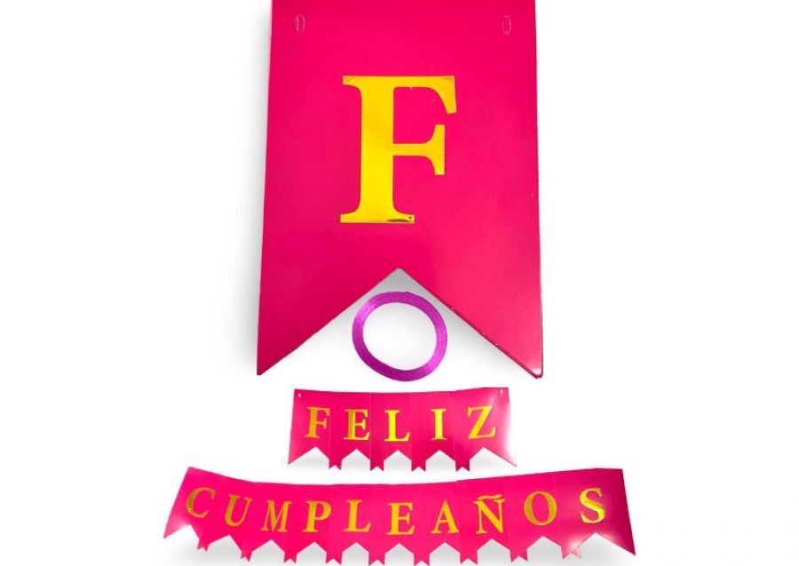 [1600] BANDERIN CARTON FELIZ CUMPLEANOS FUCSIA (YW18-092) LCOST